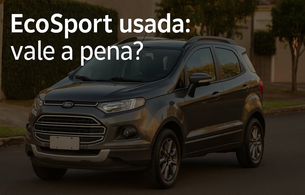 Ford EcoSport usada estacionada em rua residencial ao entardecer, representando avaliação de custo-b