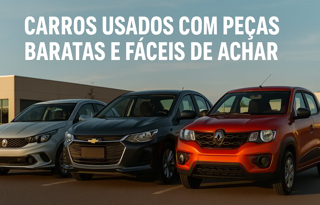Fiat Argo prata, Chevrolet Onix cinza escuro e Renault Kwid vermelho estacionados lado a lado em amb