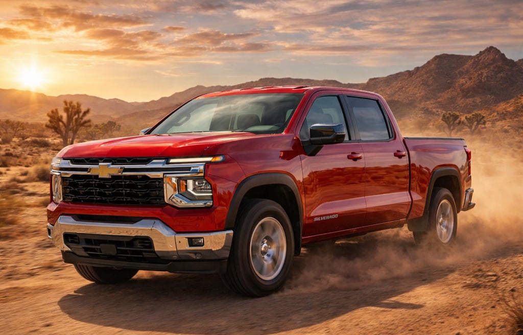 Chevrolet Silverado 2027 vermelha com autonomia de até 1600 km em estrada