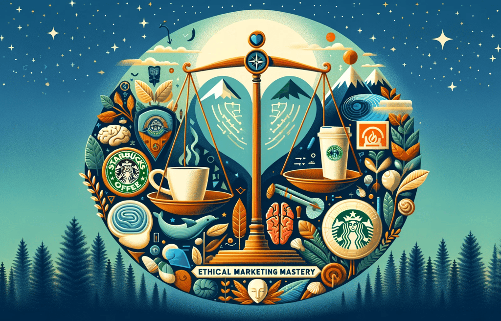 a starbucks logo in a balance