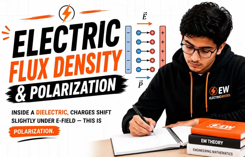 Electric Flux Density and Polarization explained with dielectric materials, electric field vectors a