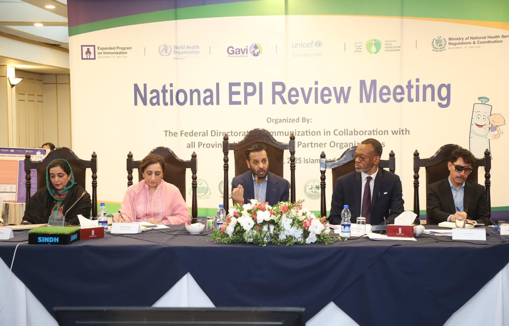 Mustafa Kamal chairing the National EPI review meeting in Islamabad