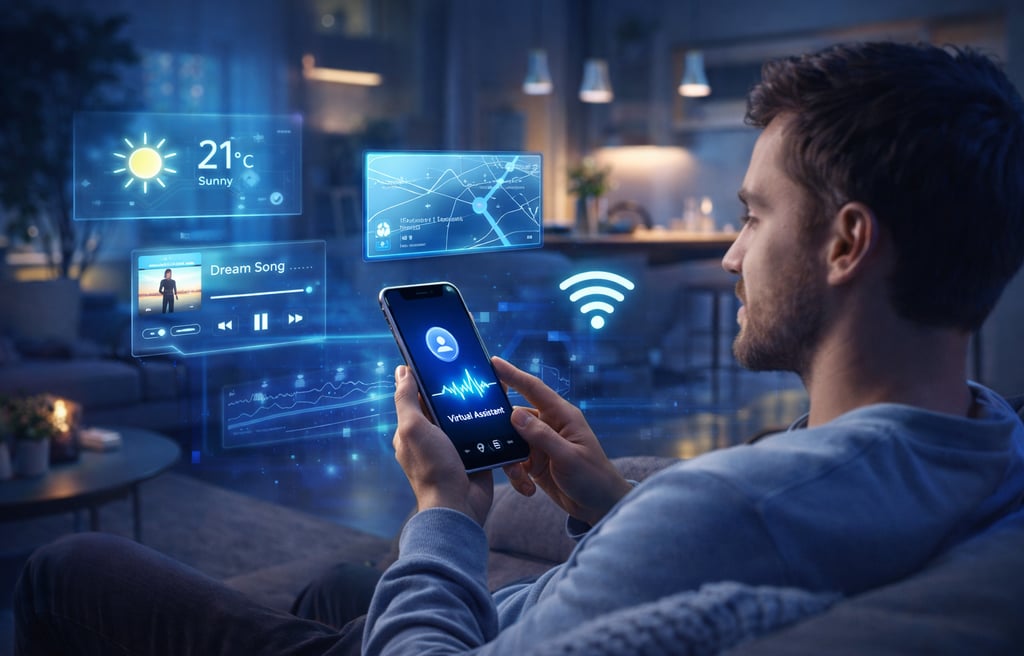 a man sitting on a couch holding a cell phone