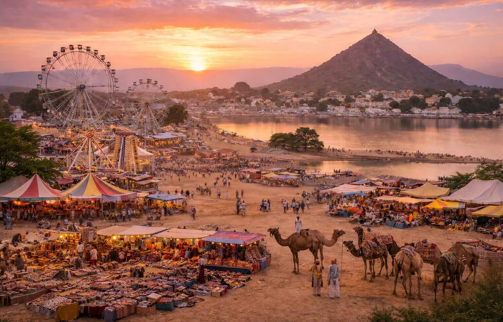 Pushkar Camel Fair 2026 at sunset