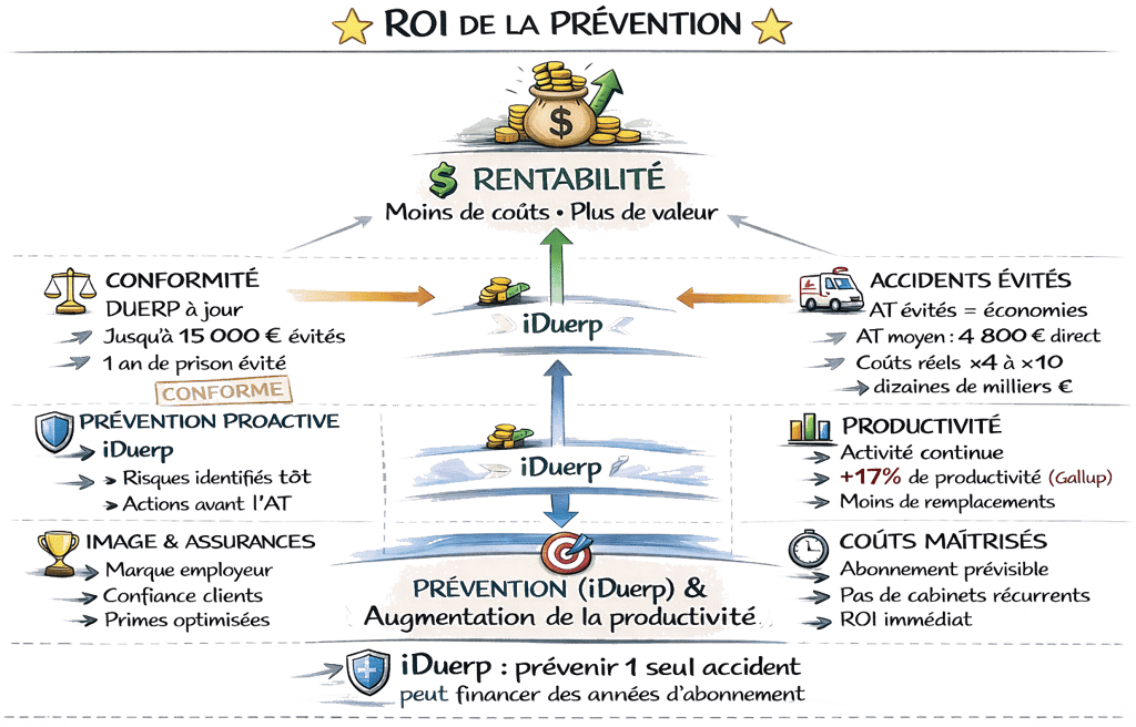 ROI prévention, iDuerp, prévention risques, sécurité au travail, DUERP, conformité, accidents évités
