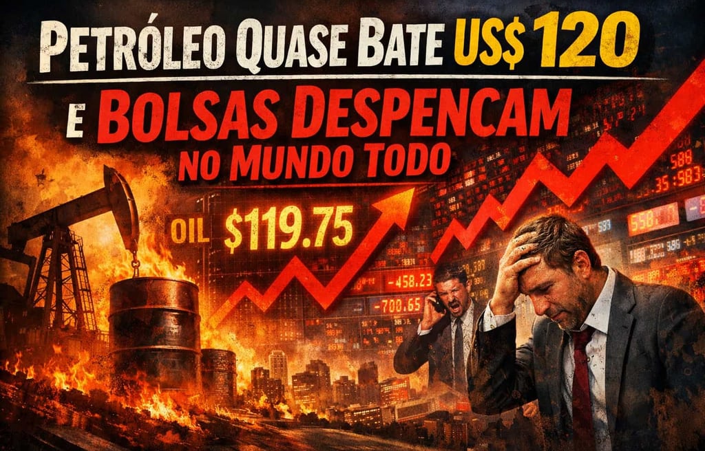 💰 Petróleo Quase Bate US$ 120 e Bolsas Despencam no Mundo Todo