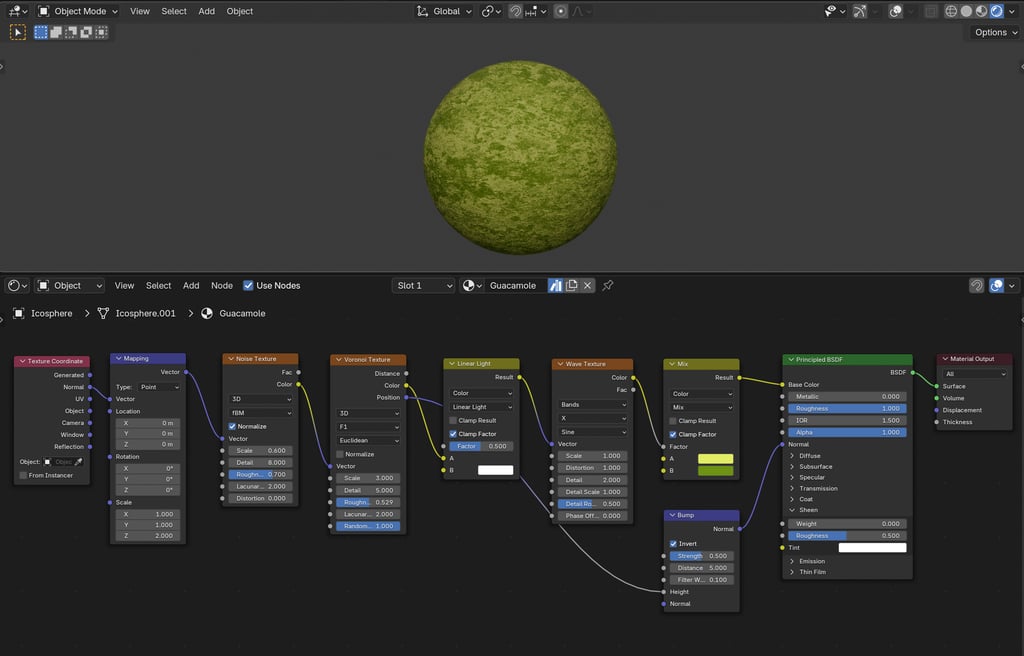 3D Blender Guacamole Texture