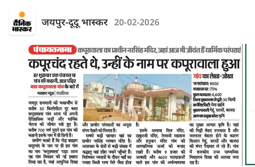 Kapoorawala Village Jaipur: Narasimha Temple Story & Legacy Behind the Name 2026