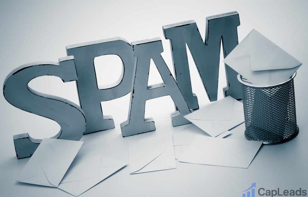 SPAM letters and envelopes symbolizing cold email deliverability issues — CapLeads blog.
