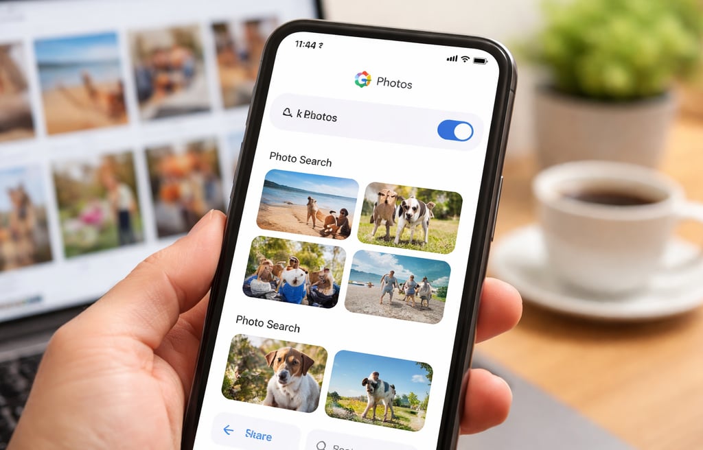 Tela do Google Fotos em foco