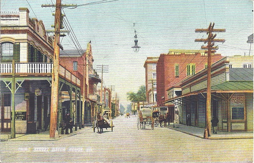 Une rue de Baton Bouge au XIX siècle (carte postale colorisée)