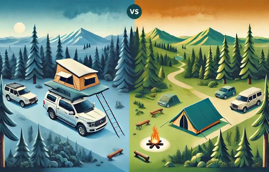 advantages and disadvantages of a roof tent versus a ground tent