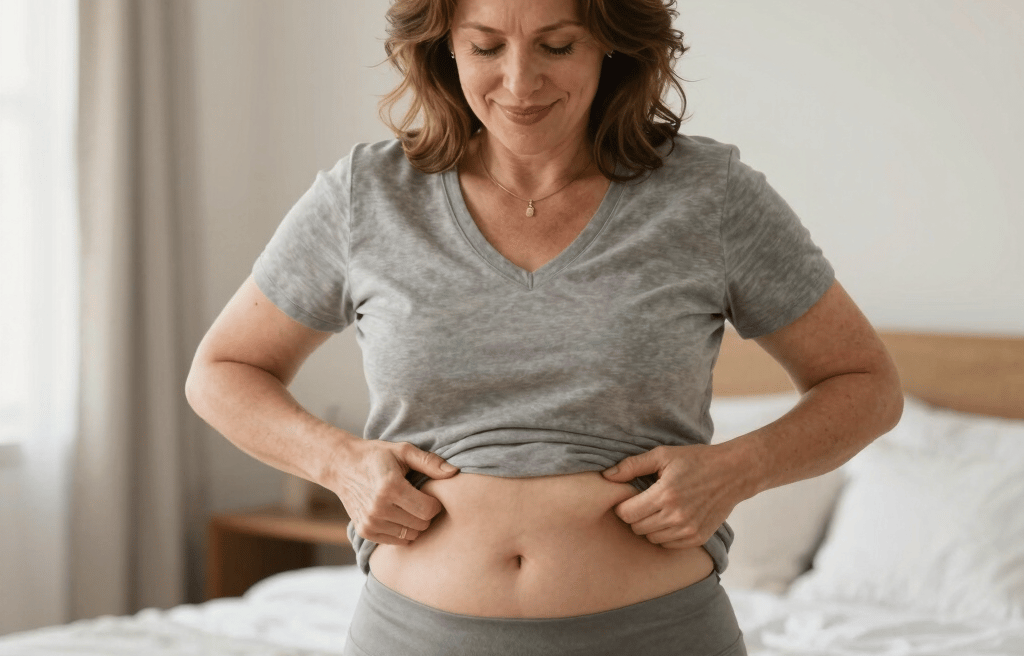 American woman learning how to get rid of belly fat naturally with doctor-guided GLP-1 treatment