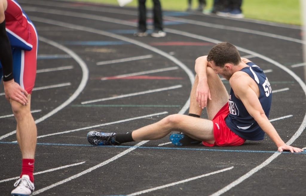 Runners at the end of a competition.