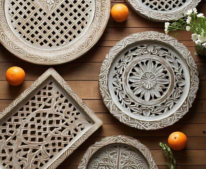 wood-work, wood worked, tray wood decor