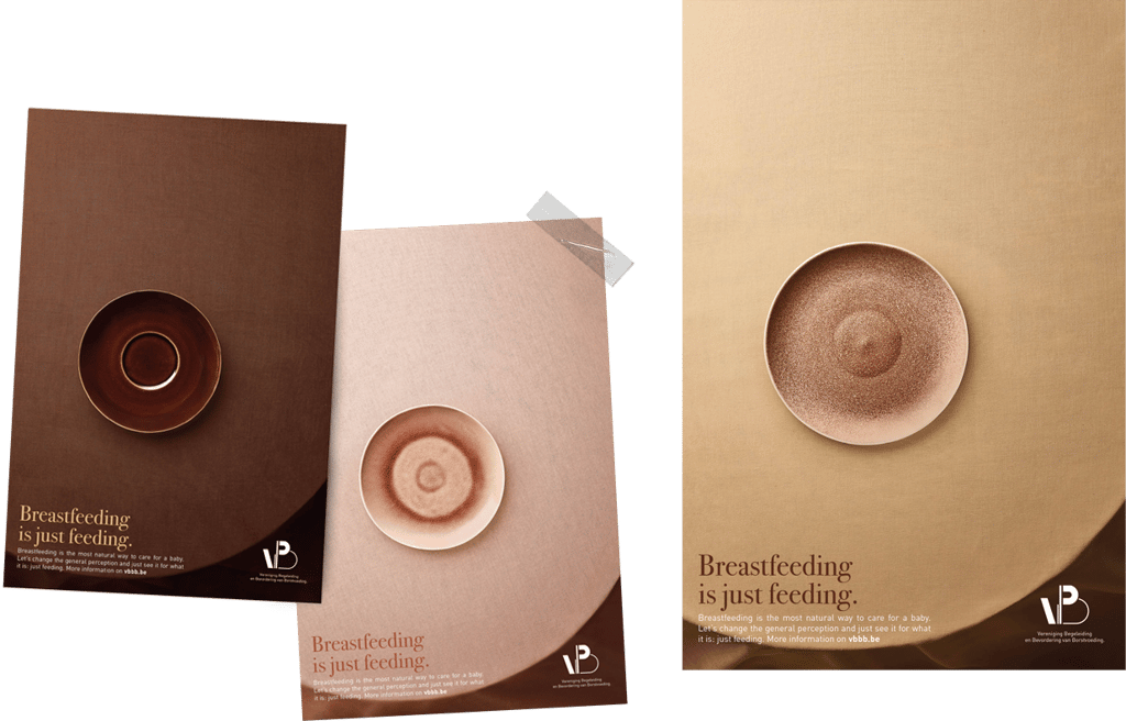 drie posters van een tafel met een bord erop in huidskleuren