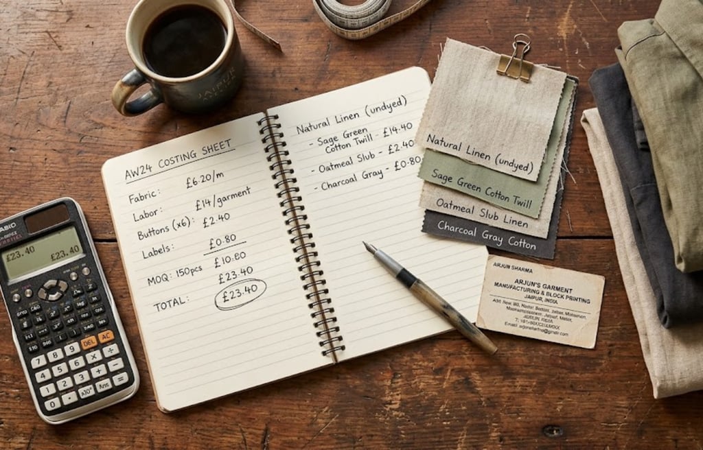 Clothing manufacturing cost breakdown India 2025 — production cost planning for private label fashion sourcing from Jaipur