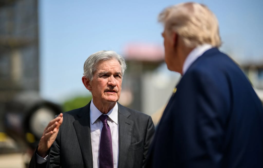 President Donald Trump tours the Federal Reserve alongside Fed Chair Jerome Powell