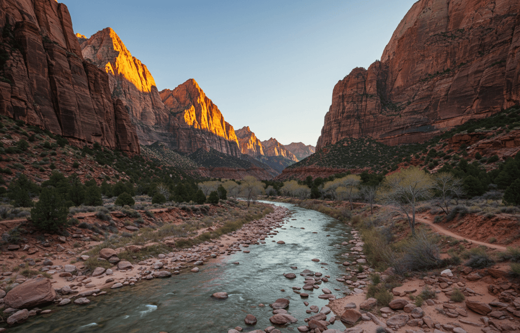 hiking trail Great Smoky Mountains near Gatlinburg; lush forest, stream. Family activities Gatlinbur