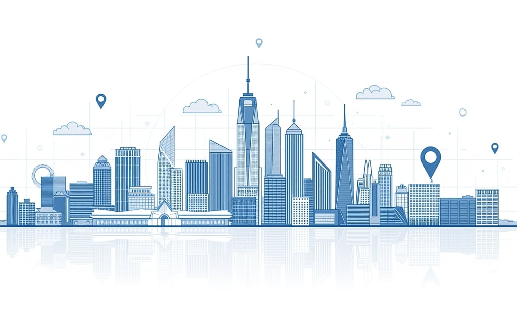 horizonte de uma cidade com céu azul e nuvens