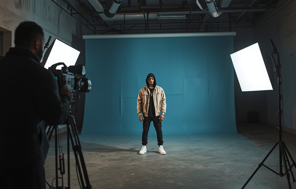 produção de videoclipe em estúdio audiovisual no Porto com artista e equipa profissional