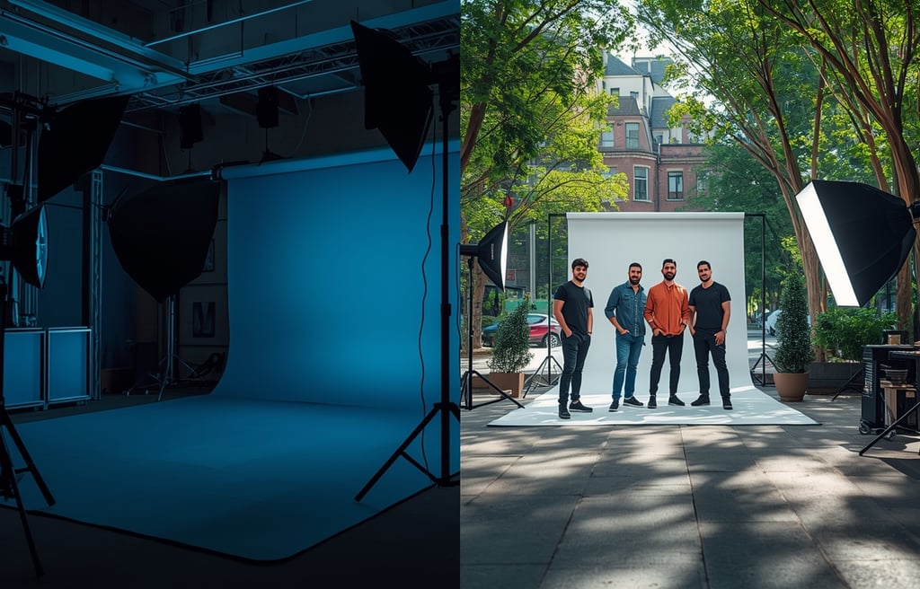 Comparison between studio and outdoor photography for audiovisual projects