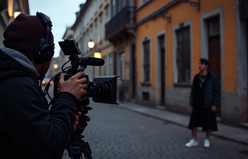 Produção de videoclipe profissional em Braga com equipa técnica e iluminação de estúdio