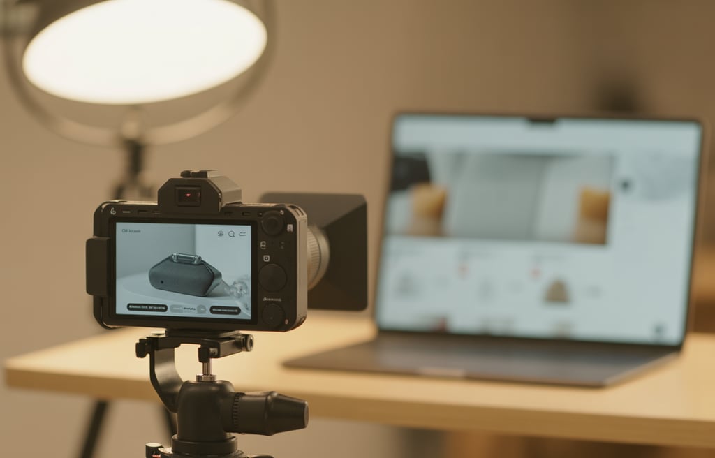 Produção de vídeo de produto para e-commerce com iluminação profissional