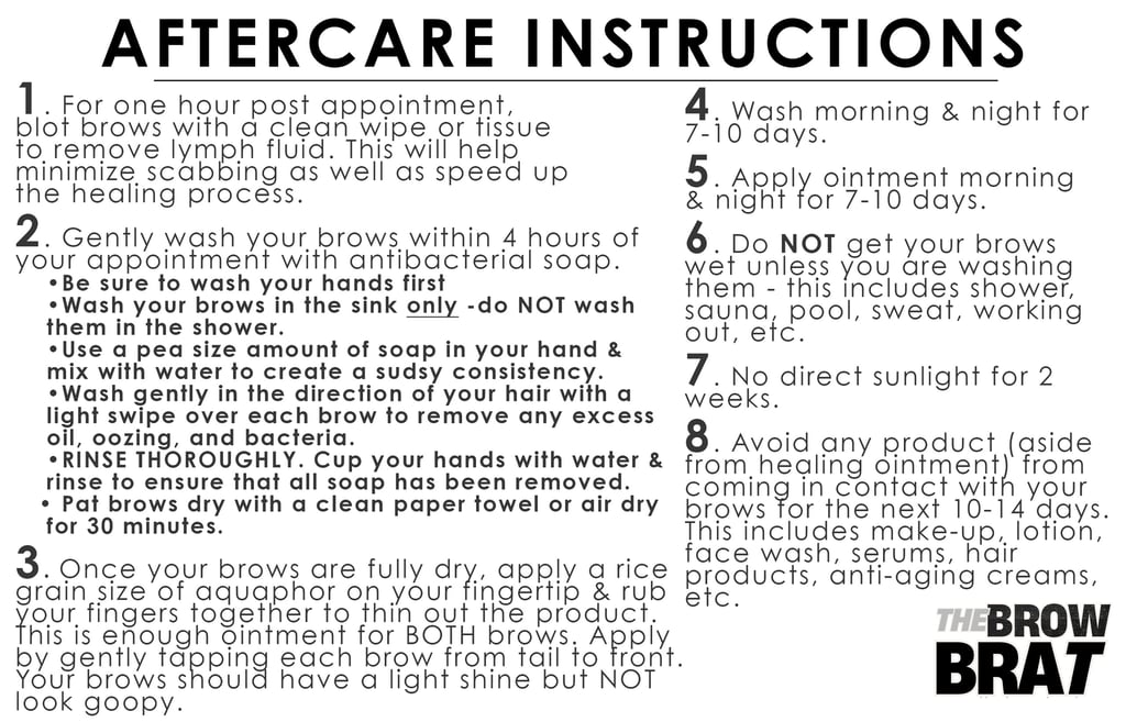 Aftercare instructions 