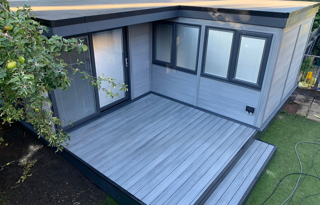 light grey composite annex building