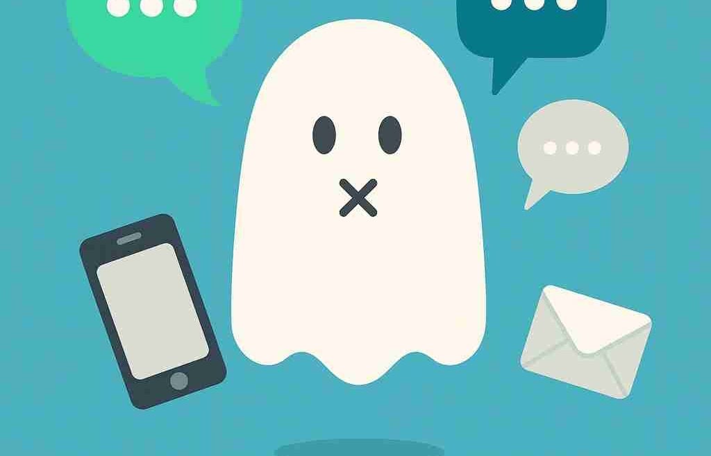 Vitt spöke blå bakgrund kuvär och pratbubblor