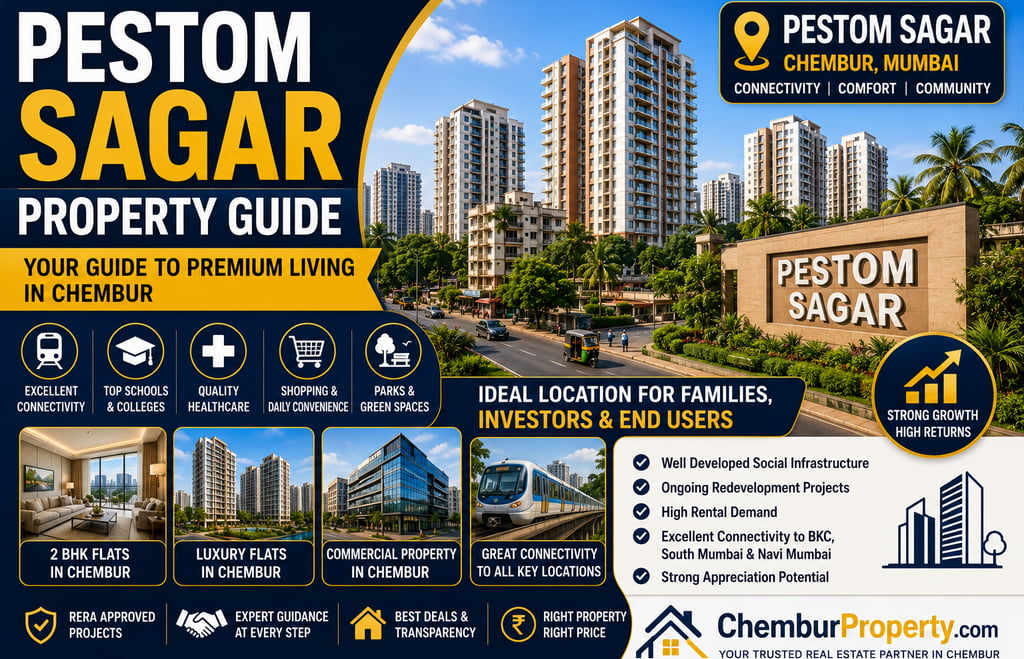 Pestom Sagar Chembur property guide featuring luxury 2 BHK flats, residential apartments, and real estate amenities.
