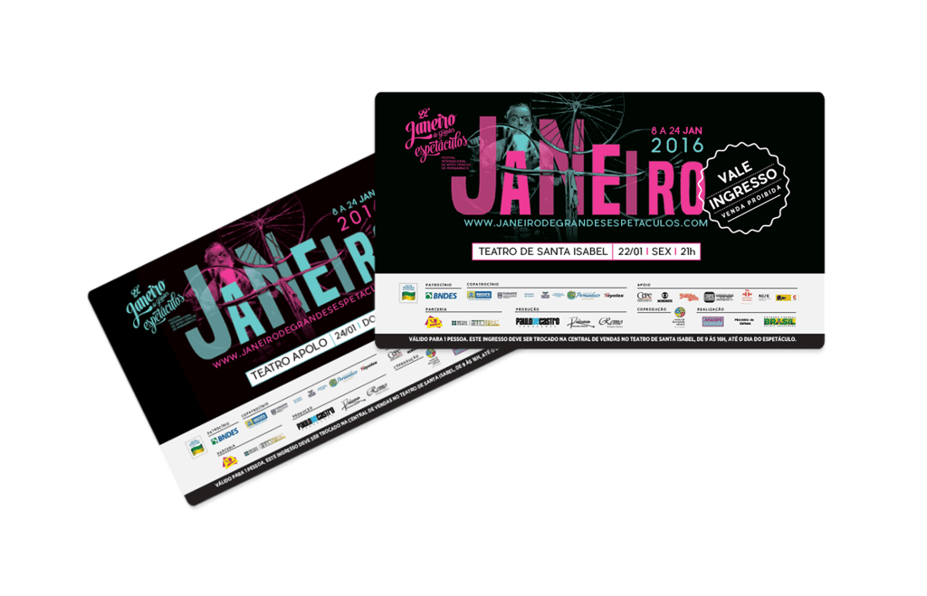 tickets preto, rosa e azul