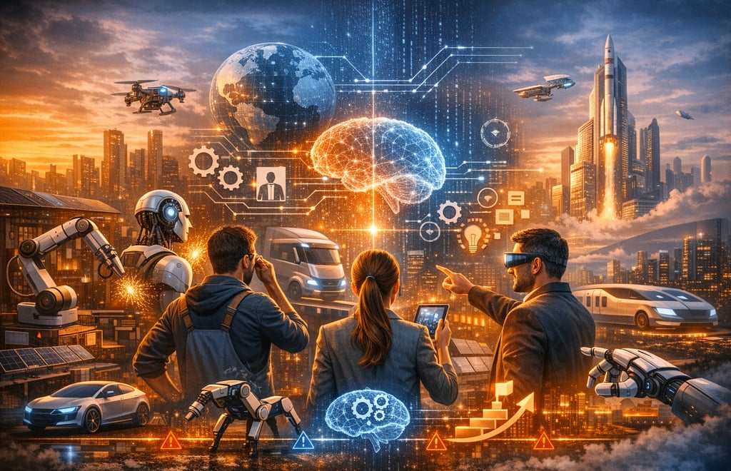  Horizonte futurista da cidade com redes neurais de IA, robótica e tecnologia aeroespacial 