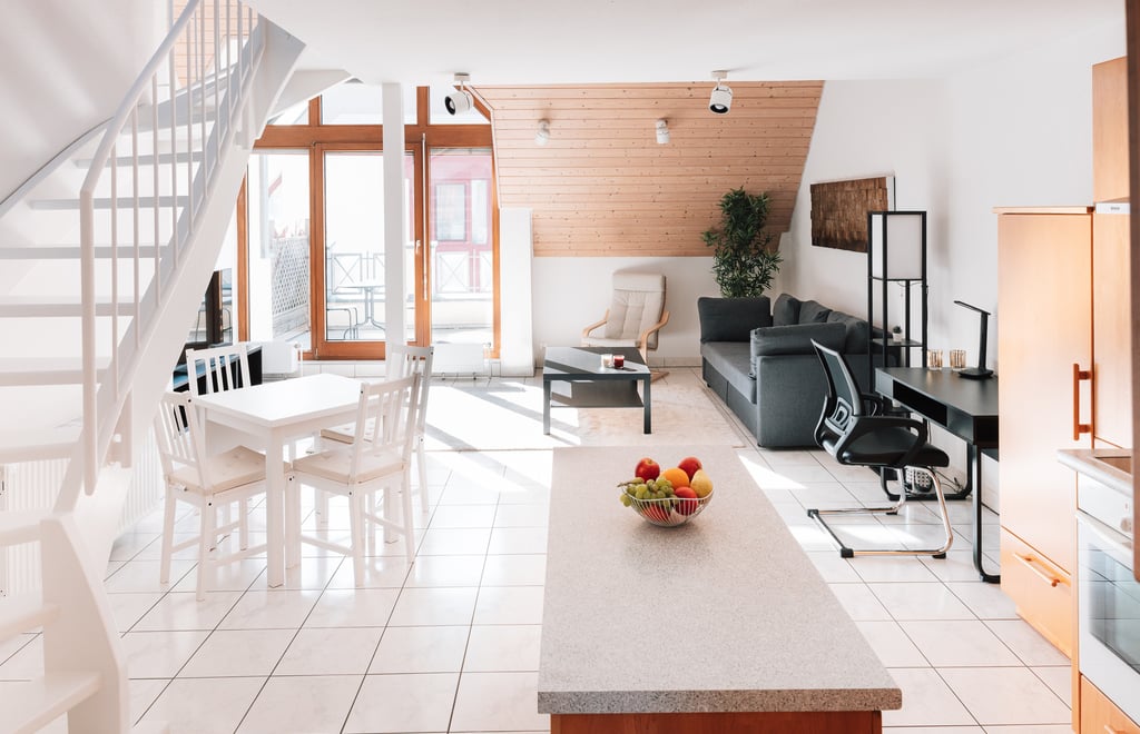Living area of the serviced apartment near the Stuttgart Trade Fair and Airport