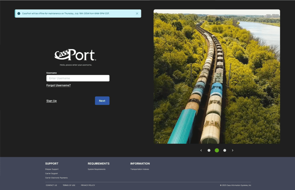 CassPort with Maintenance message