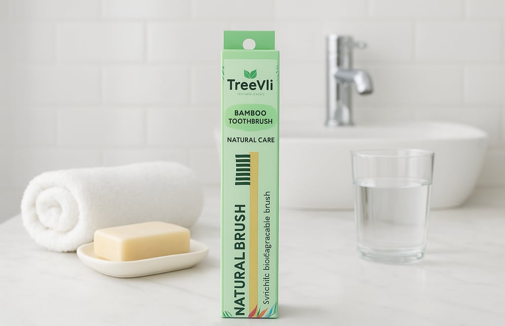 TreeVli bamboo toothbrush with eco-friendly packaging – best biodegradable toothbrush in India