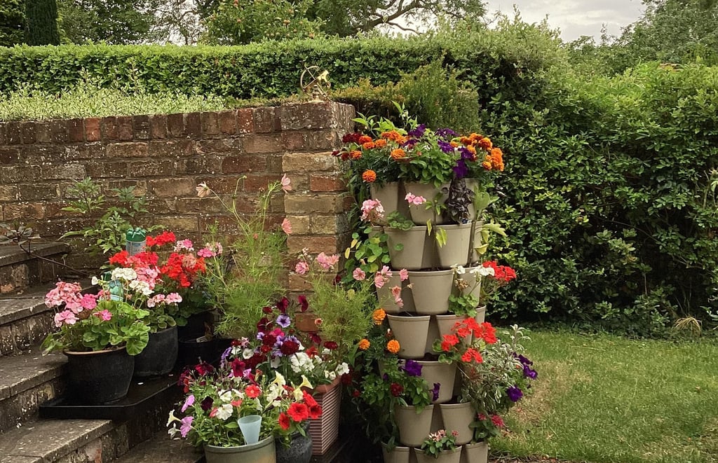 Brick Wall Display – Flowers bursting from every tier