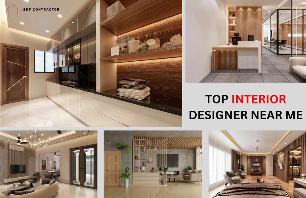 Modern luxury home interior design showcasing a kitchen, office reception, and bedroom by a top interior designer.