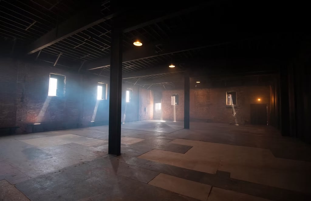 Warehouse loft rental Los Angeles — Grayfox Studios industrial space with exposed brick, steel beams, and natural light