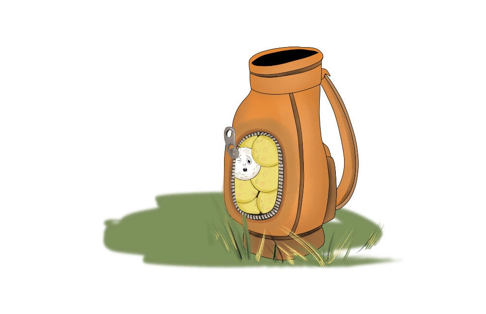 golf ball squished into a golf bag