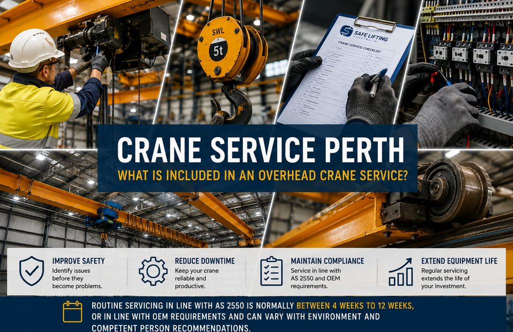 collage picutre of crane service and some information on insoection times