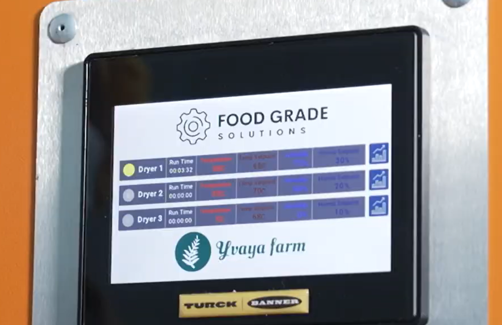 Touch screen HMI to operate the dehydrator