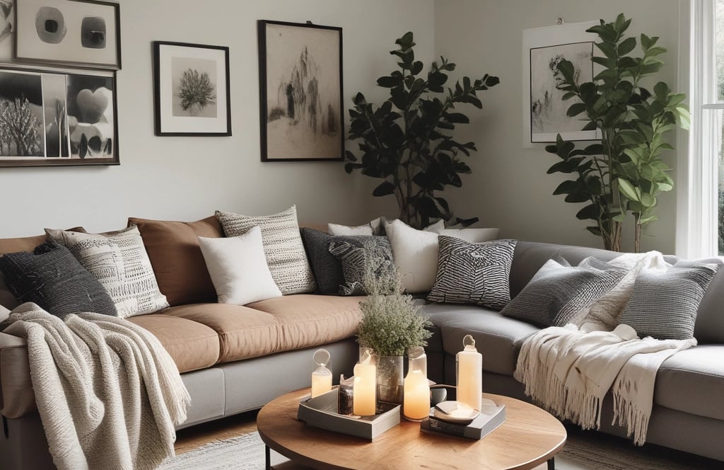 a desk and bookcase in a room