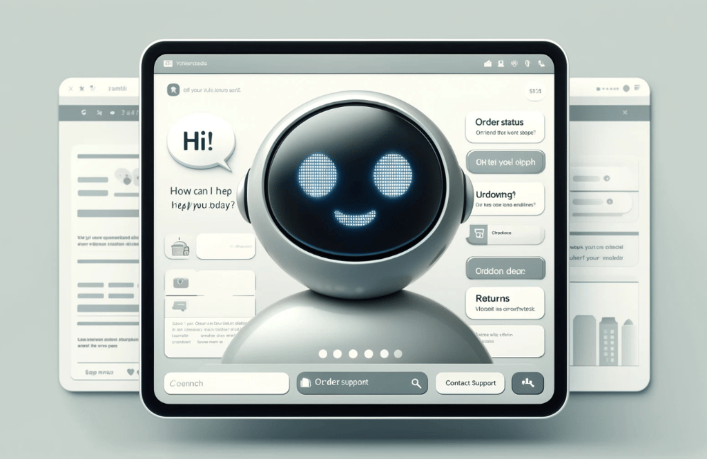 a computer screen with a chatbot on a website