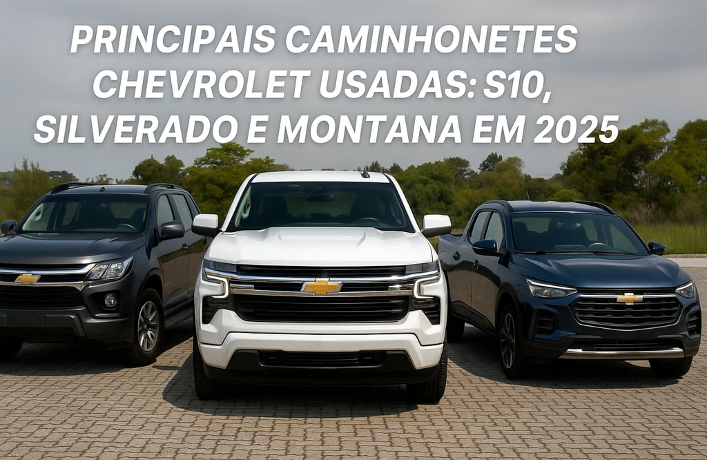 Chevrolet S10, Silverado e Montana usadas lado a lado em pátio externo