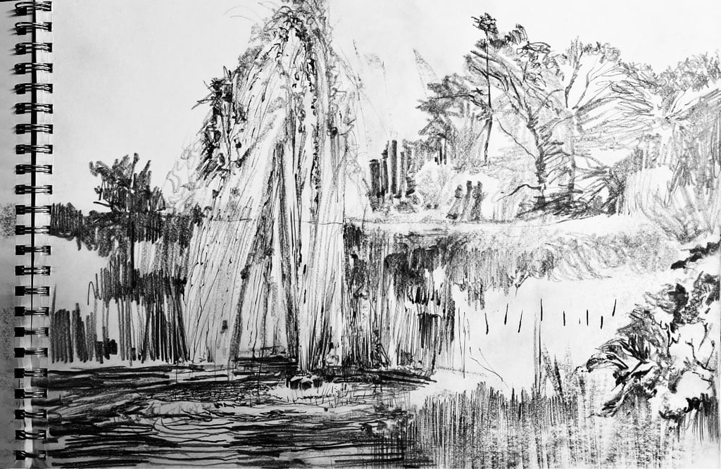 Fountain drawing en plein air Dumfries House