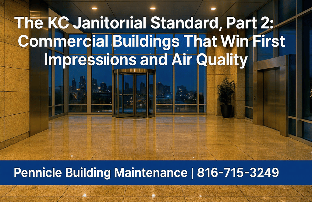 Pennicle Building Maintenance commercial janitorial services in Kansas City, Missouri—clean lobby with polished stone