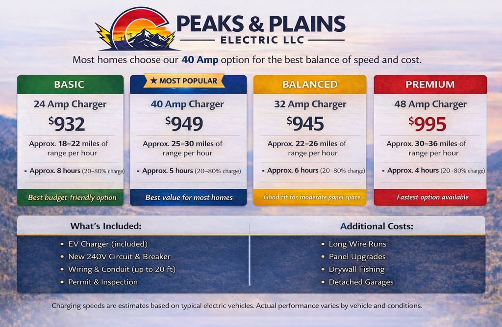 Flate rate ev charger installation. $995, included: EV CHARGER, permitting, labor, and materials.