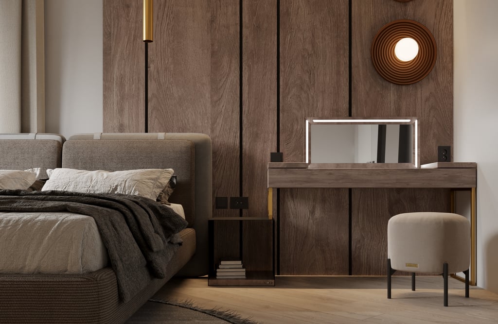 a bedroom with a bed and a desk